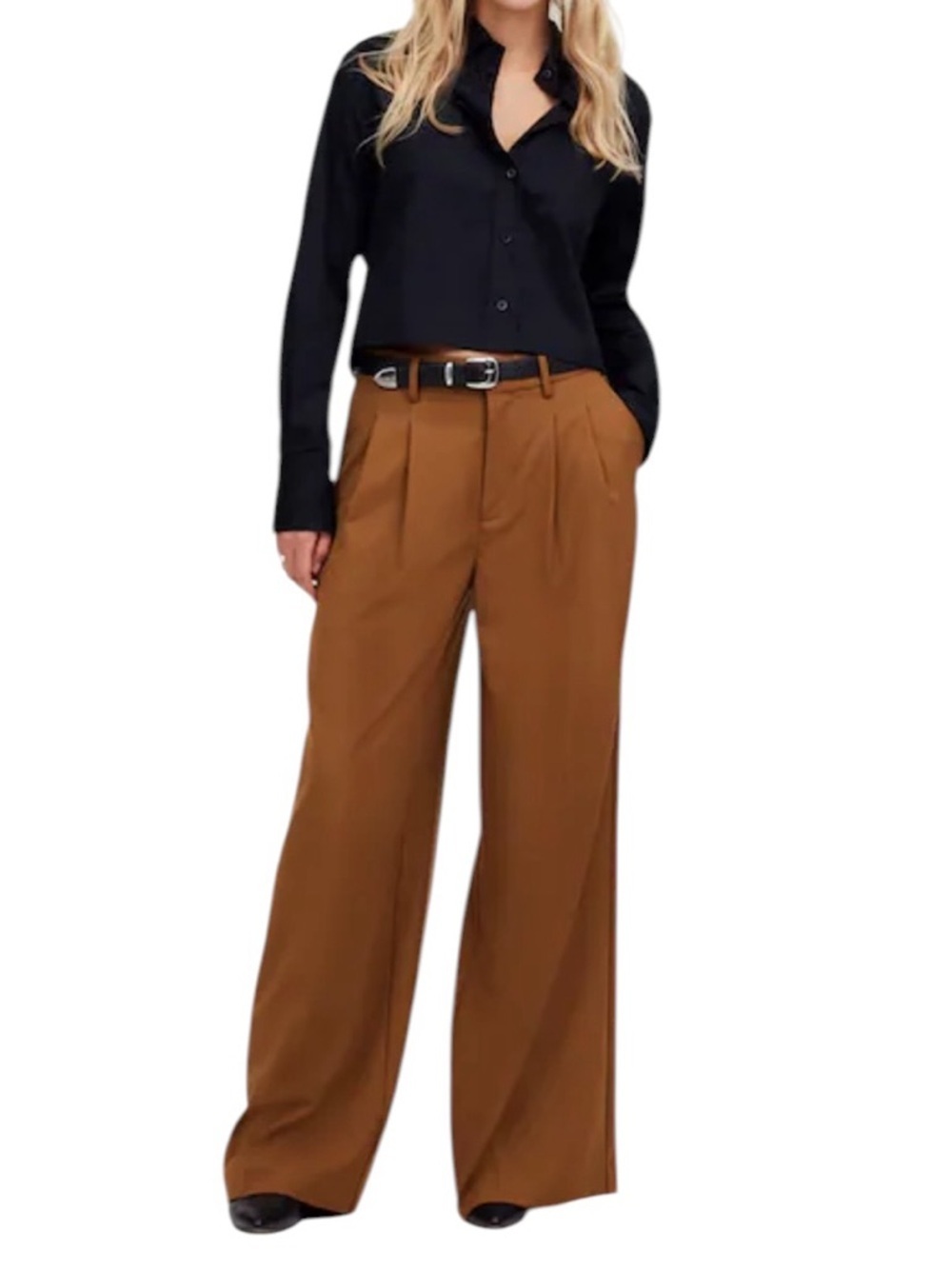Madewell Wool Blend The Harlow Superwide-Leg Trouser Pant Camel Size 4 - Picture 2 of 14